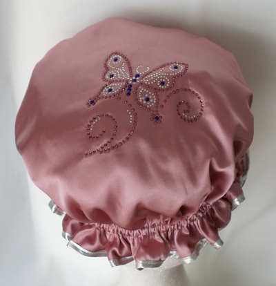 Diamonte Shower Cap - BUTTERFLY - Rose