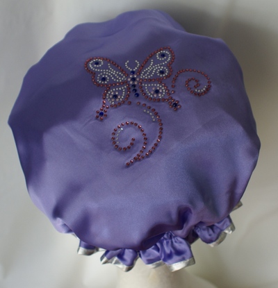 Diamonte Shower Cap - BUTTERFLY - Lilac