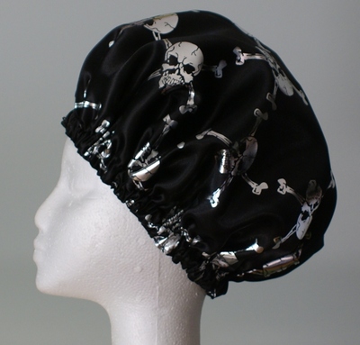 Mens Shower Cap - Silver Skull and Crossbones