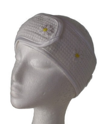 Microfibre Head Band - White Daisy w/Yellow