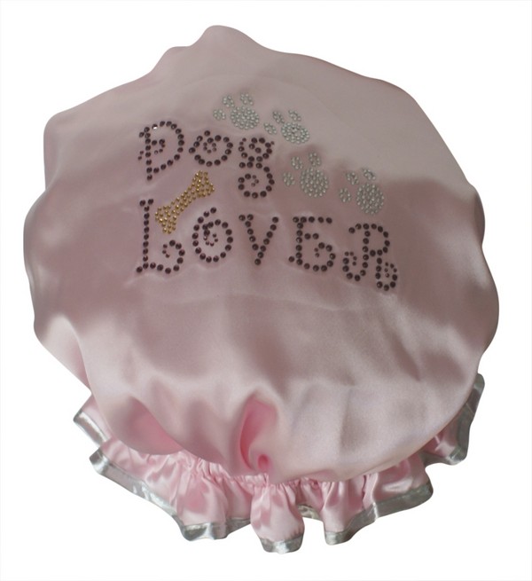 Diamante Shower Cap DOG LOVER Pink