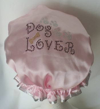 Diamante Shower Cap - DOG LOVER - Pink