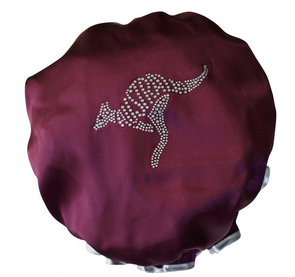 Diamante Shower Cap AUSSIE ROO Burgundy